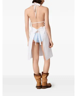 Miu Miu ポプリンエプロンミニドレス - White - サムネイル3