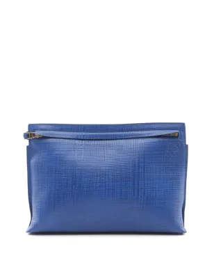 Loewe ビンテージ 大型リネンエンボス パテント アナグラムリピート Tポーチ クラッチバッグ - ブルー - サムネイル1