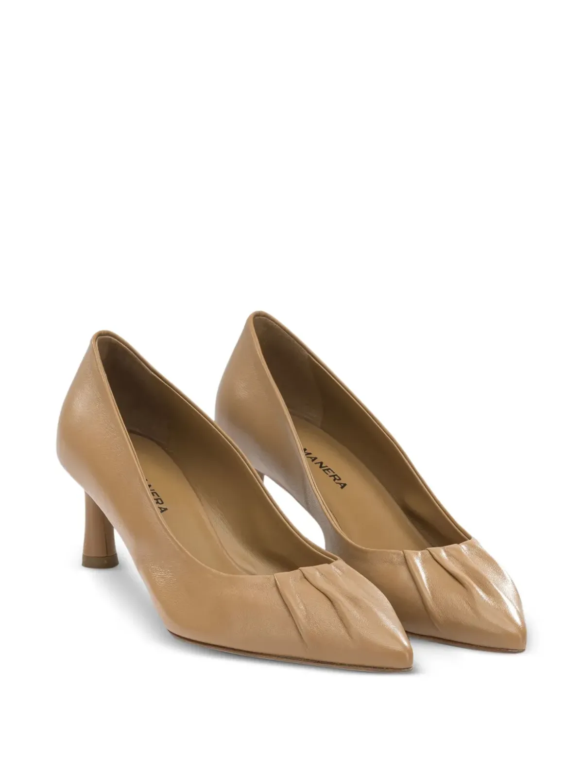 Halmanera gathered leather pumps - Brown - 画像2