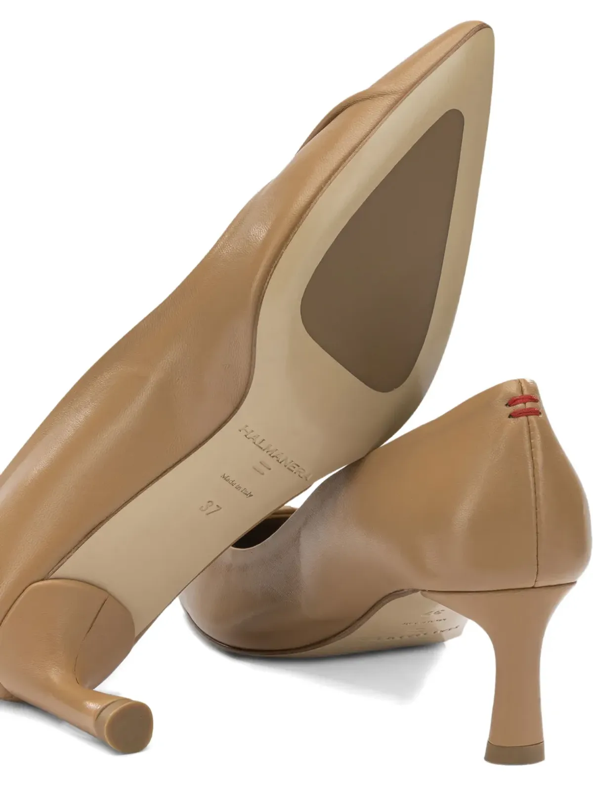 Halmanera gathered leather pumps - Brown - 画像4