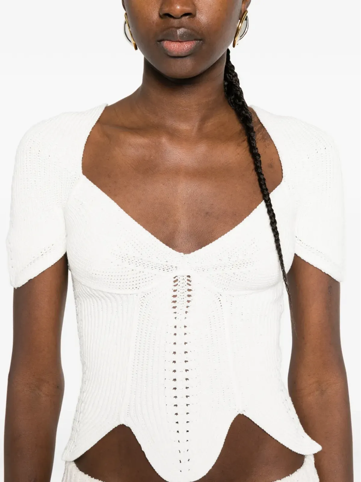 Cult Gaia Eliza V-neck scalloped top - 画像5
