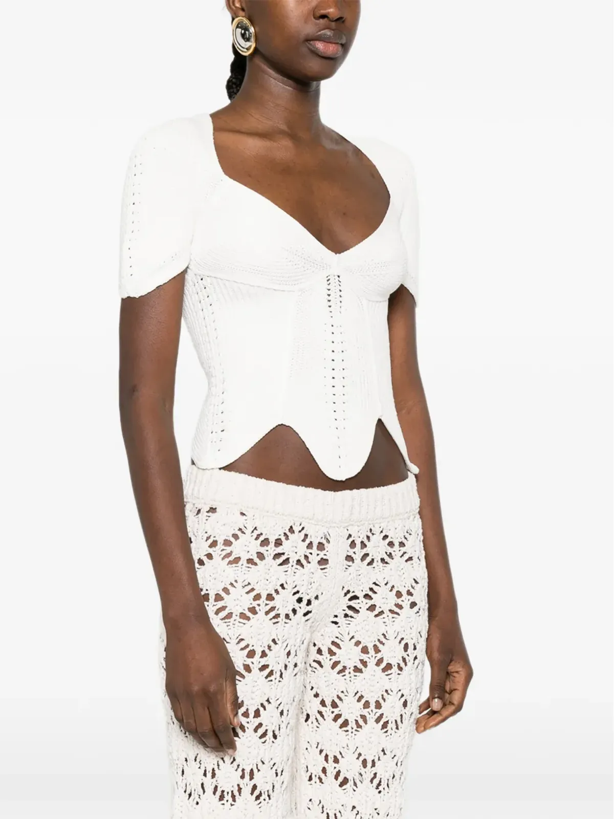 Cult Gaia Eliza V-neck scalloped top - 画像3