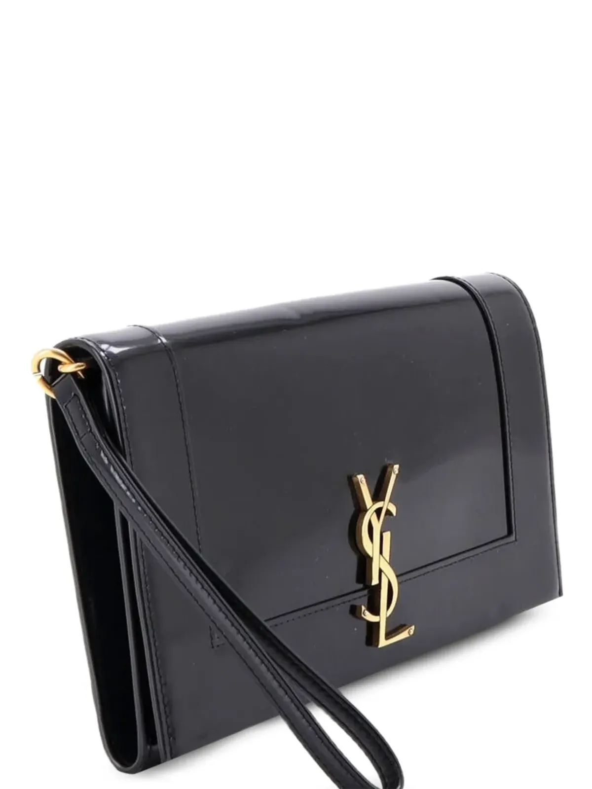 Saint Laurent Pre-Owned Cassandreフラップ・リストレット・ポーチ（パテントレザー）クラッチバッグ - 画像3