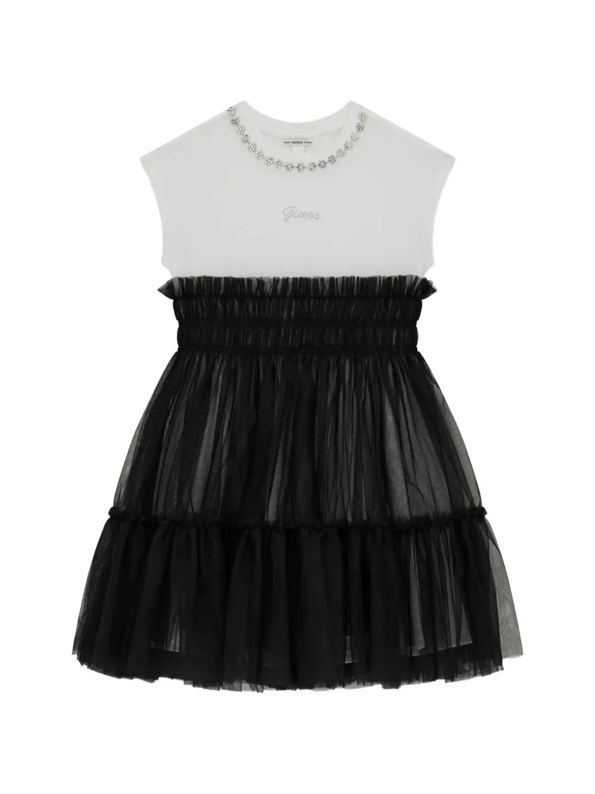 guess kids ブラックのビジュー付きチュールドレス - 画像1