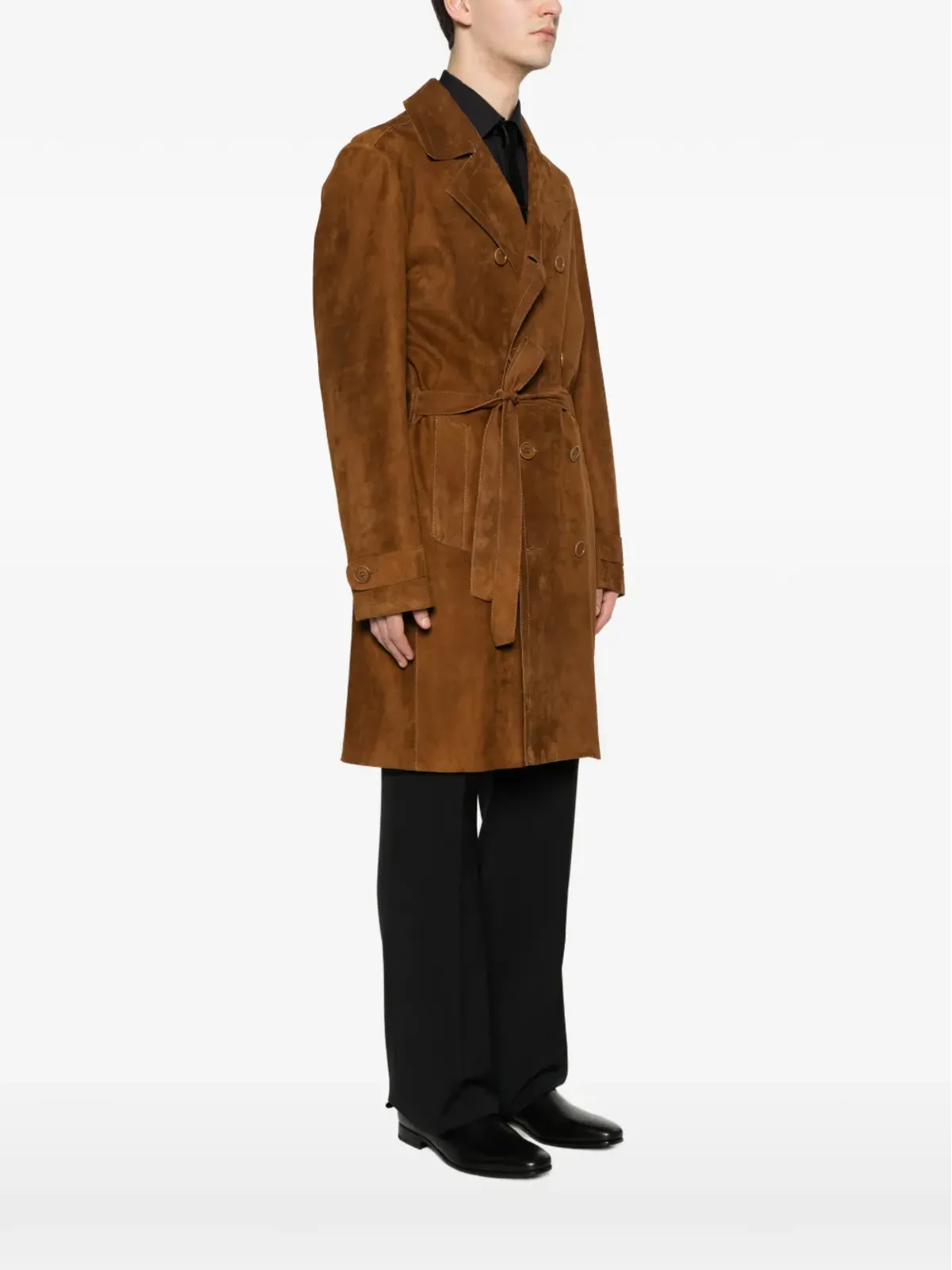 Salvatore Santoro belted double-breasted coat - Brown - 画像3