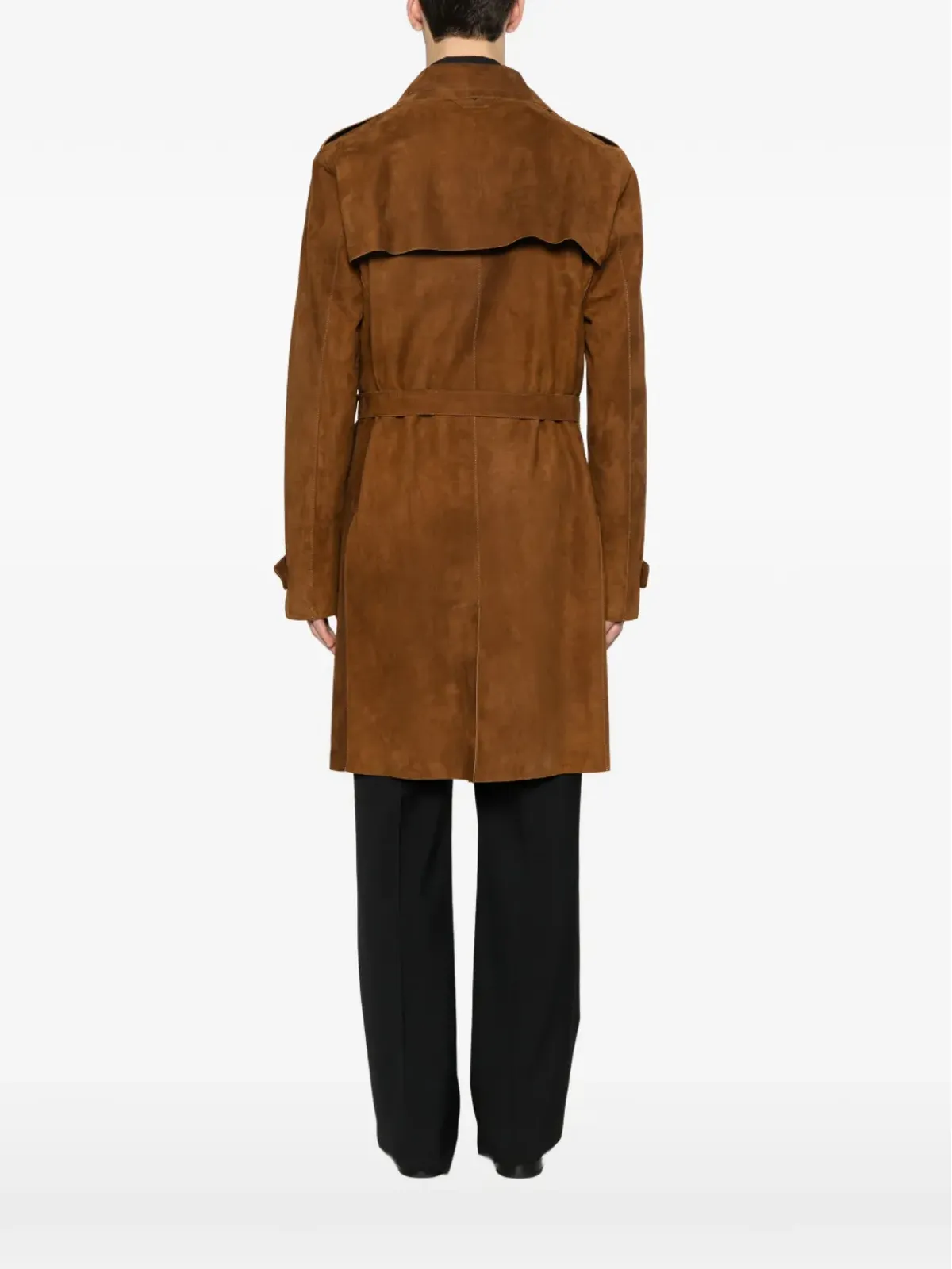 Salvatore Santoro belted double-breasted coat - Brown - 画像4