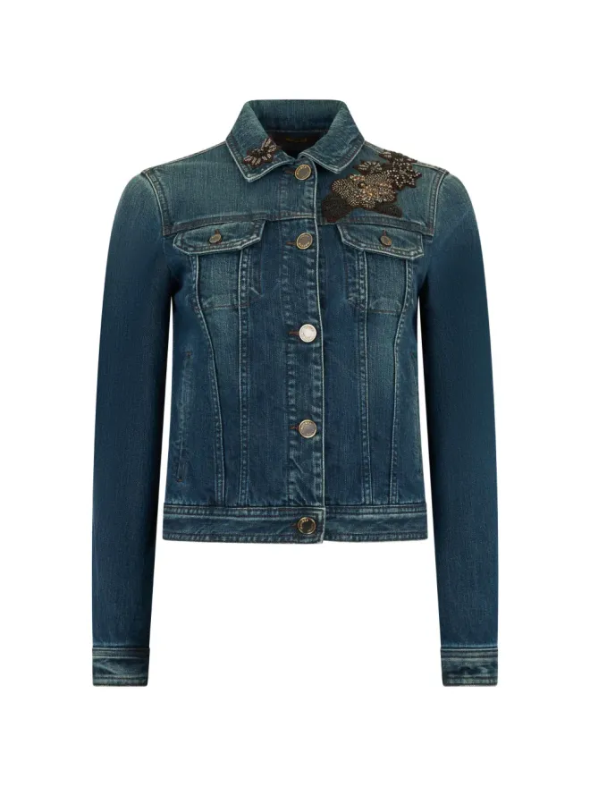 Moorer Moorer ビーズ付きフラップポケットデニムジャケットの商品画像