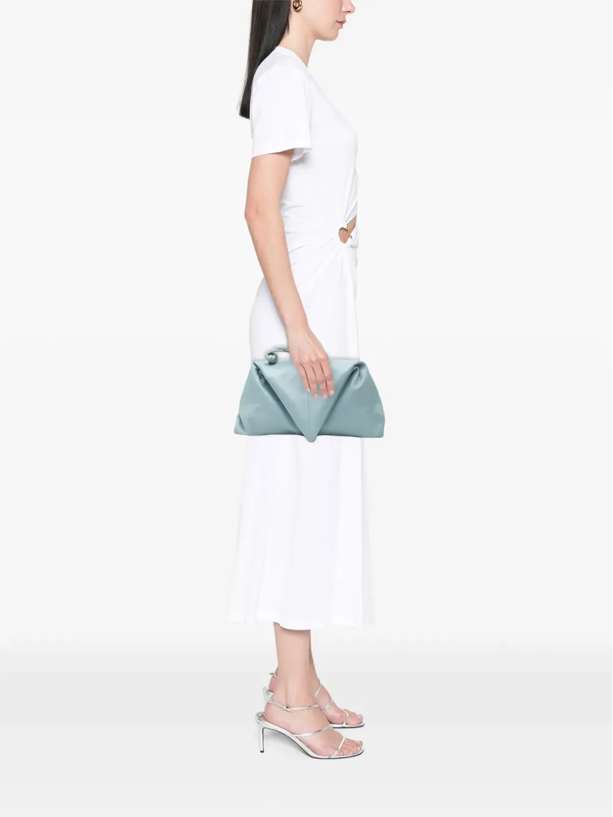 Bottega Veneta ビンテージ レザー BV Trine アングラー クラッチバッグ - 画像2
