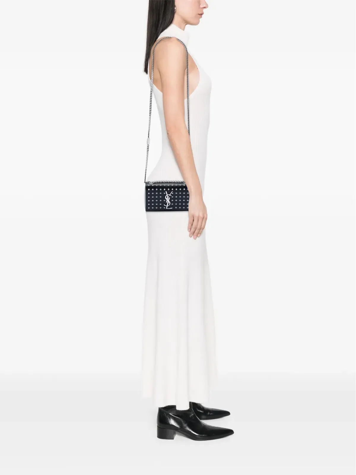 Saint Laurent Pre-Owned 2014 Mini Grain De Poudre Studded Kate shoulder bag - Black - 画像2