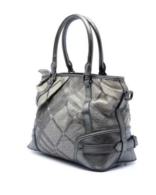 Burberry Pre-Owned グリッター・スモーク・チェック・キャンバス・チェック・サッチェル - Silver - サムネイル3
