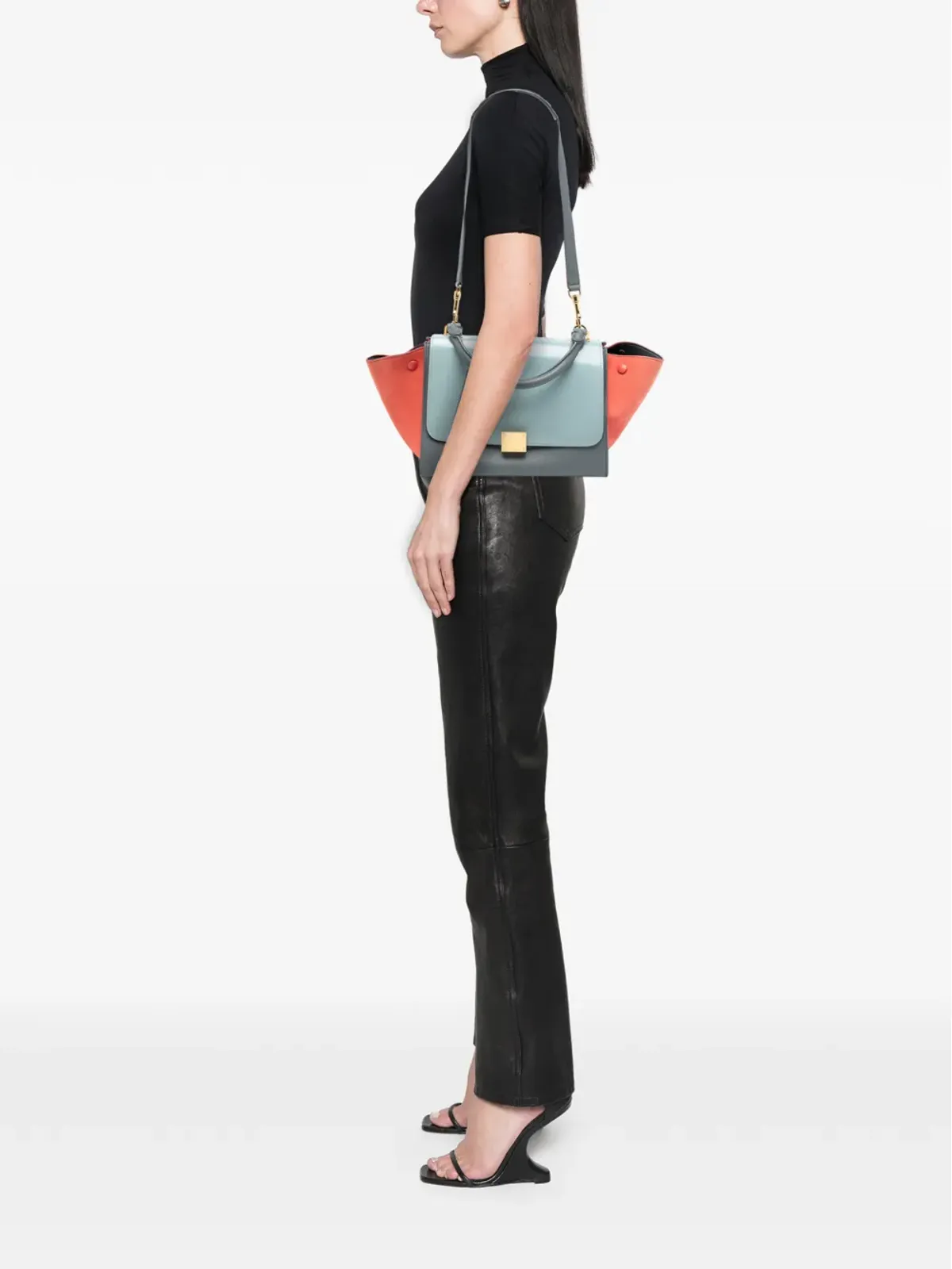 Celine Pre-Owned トラペーズ サッチェル グレー - 画像2