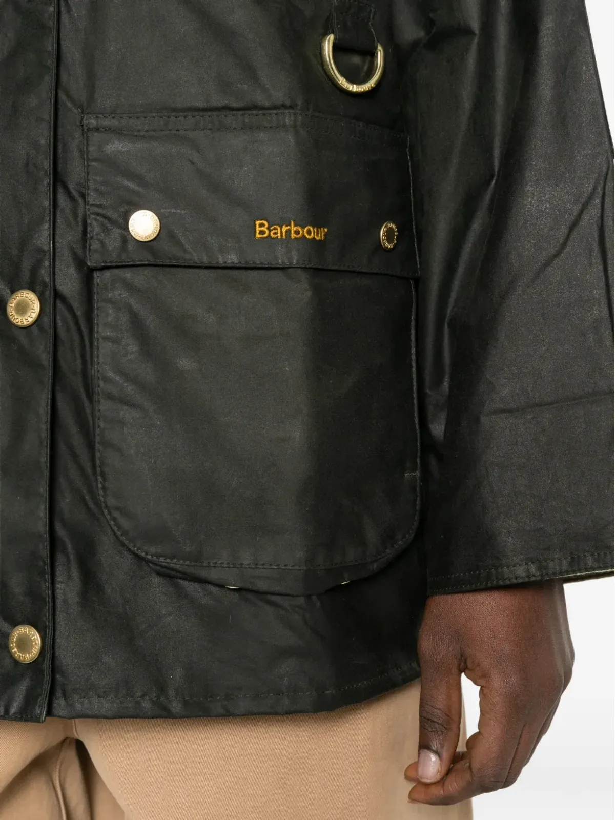 Barbour アーギル ジップファスナー付きパッチポケット ジャケット グリーン - 画像5
