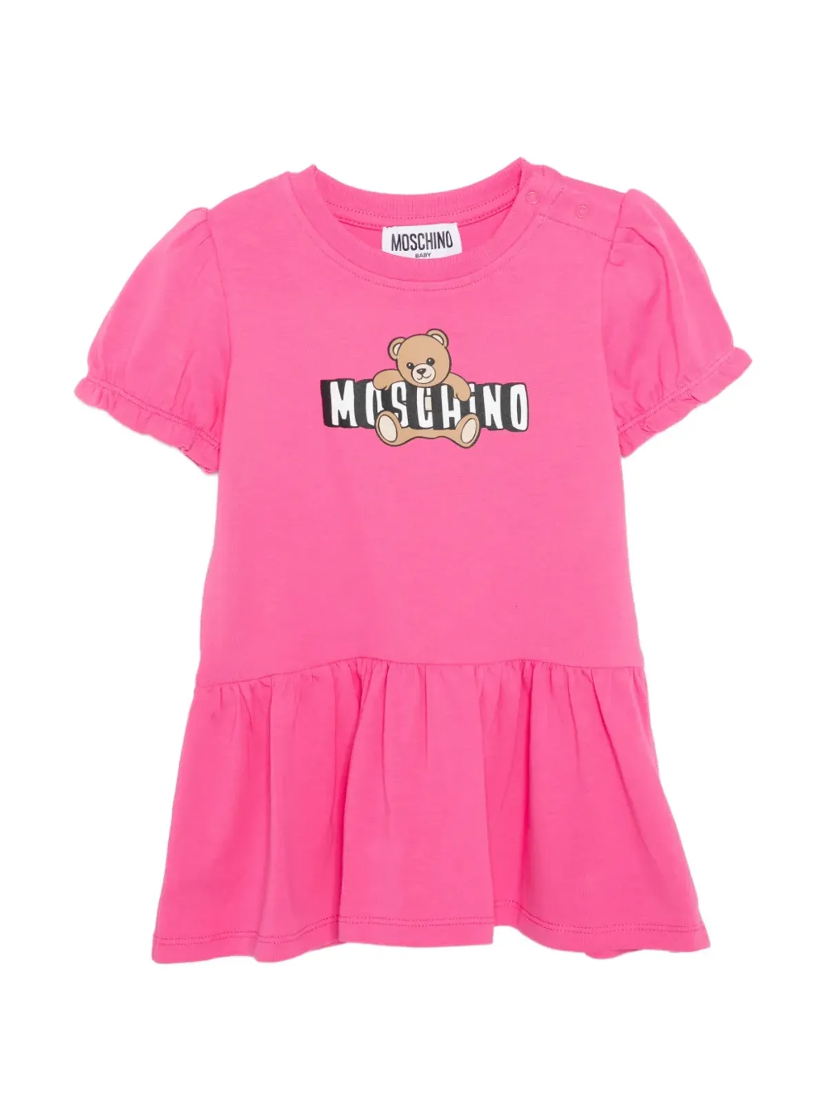 Moschino Kids テディモチーフ・フリルドレス ピンク - 画像1
