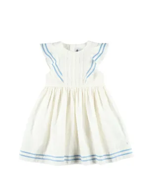 Petit Bateau フリル付きストライプトリムドレス - サムネイル1