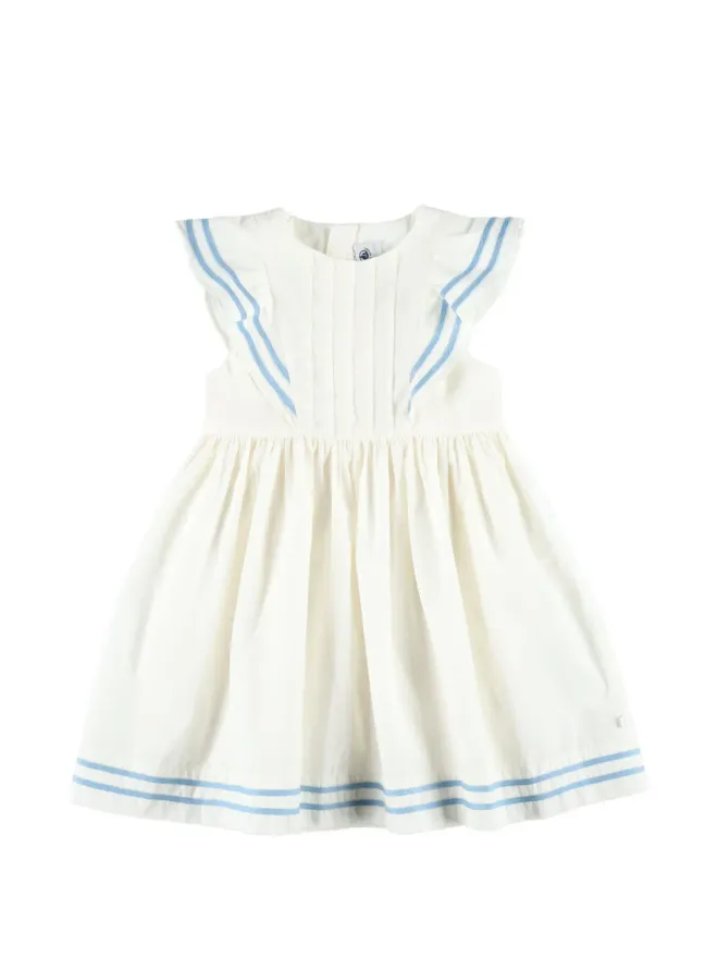 Petit Bateau Petit Bateau フリル付きストライプトリムドレスの商品画像
