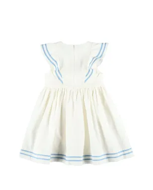 Petit Bateau フリル付きストライプトリムドレス - サムネイル2