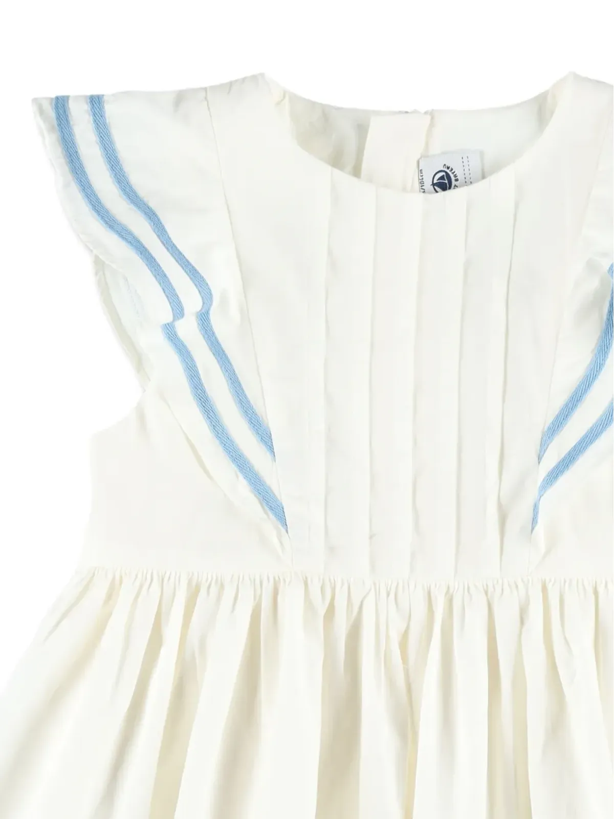 Petit Bateau フリル付きストライプトリムドレス - 画像3