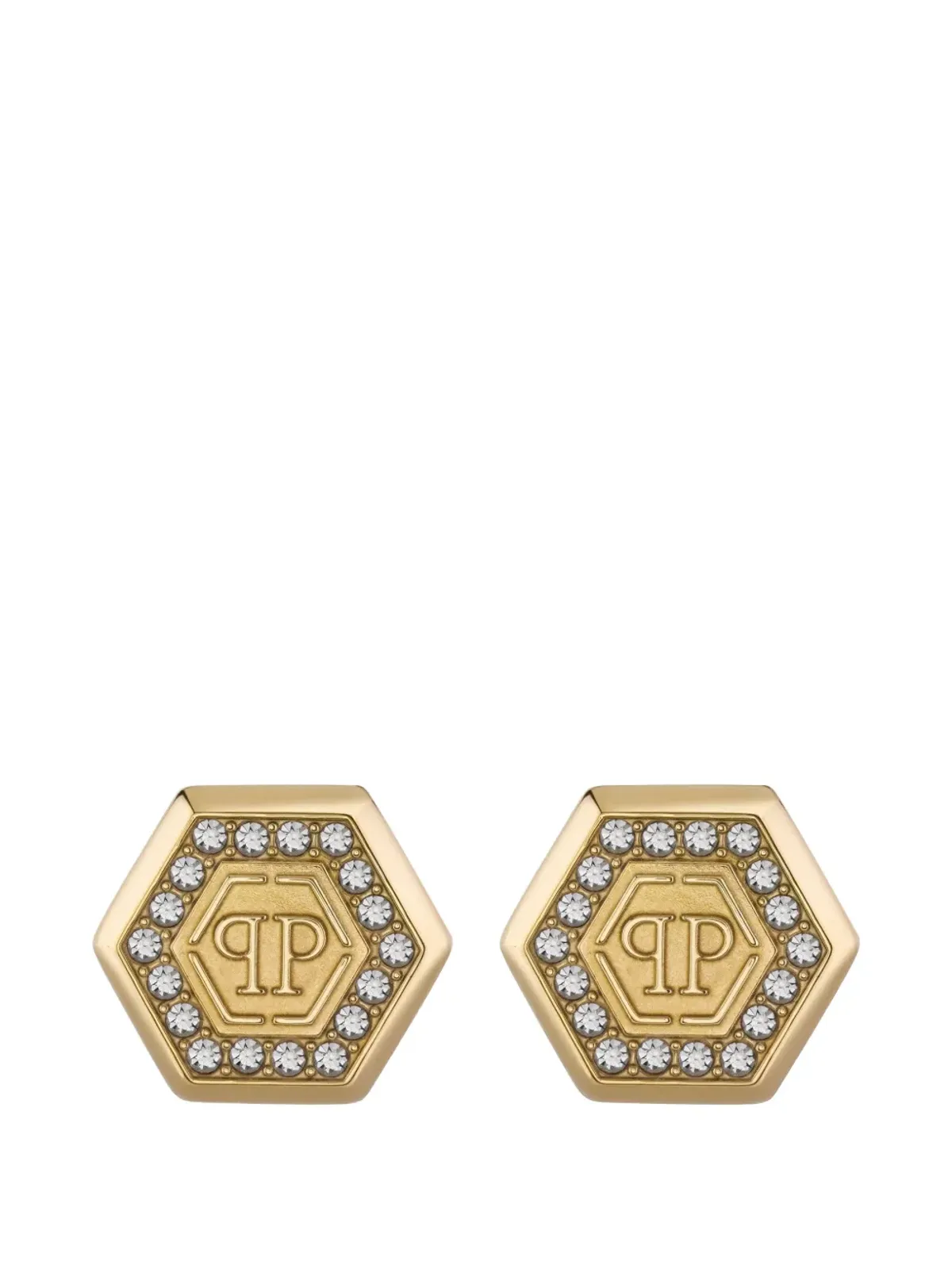 Philipp Plein ヘキサゴン クリスタル イヤリング - ゴールド - 画像1