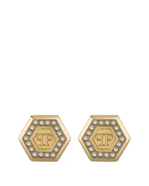 Philipp Plein ヘキサゴン クリスタル イヤリング - ゴールド - サムネイル1