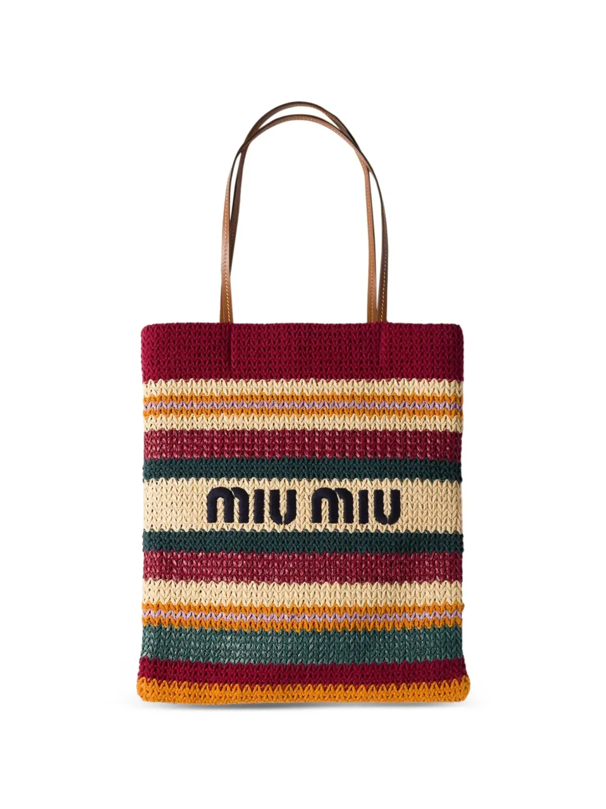Miu Miu ラフィア風編み込みトートバッグ - レッド - 画像1