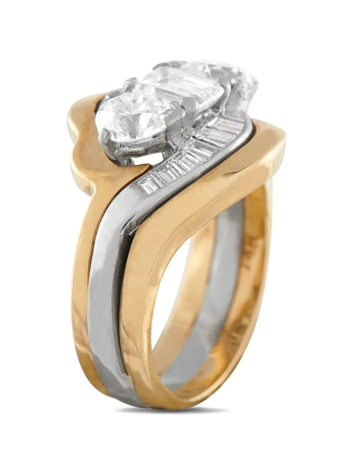 LB Exclusive 14K イエローゴールド エメラルドカット ダイヤモンド リング - 画像2