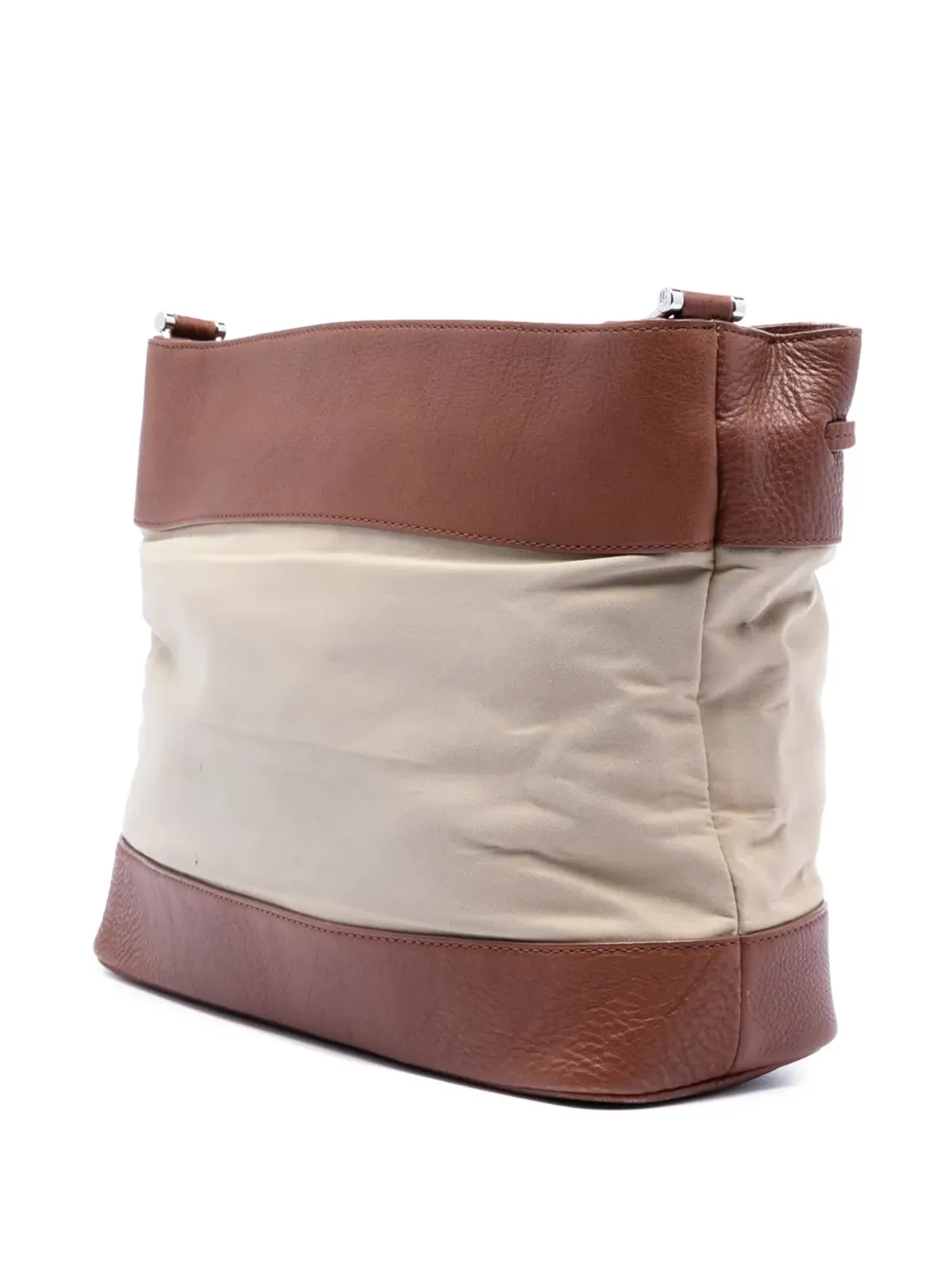 Burberry Pre-Owned レザー トリム キャンバス ドローストリング バケットバッグ - 画像3