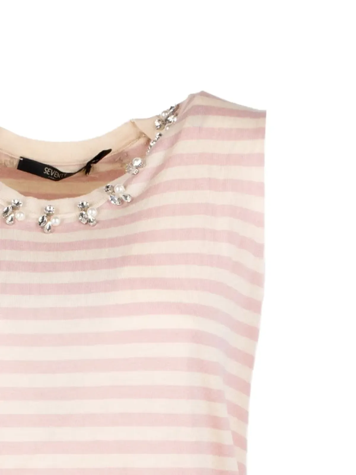 Seventy embellished striped tank top - Pink - 画像2