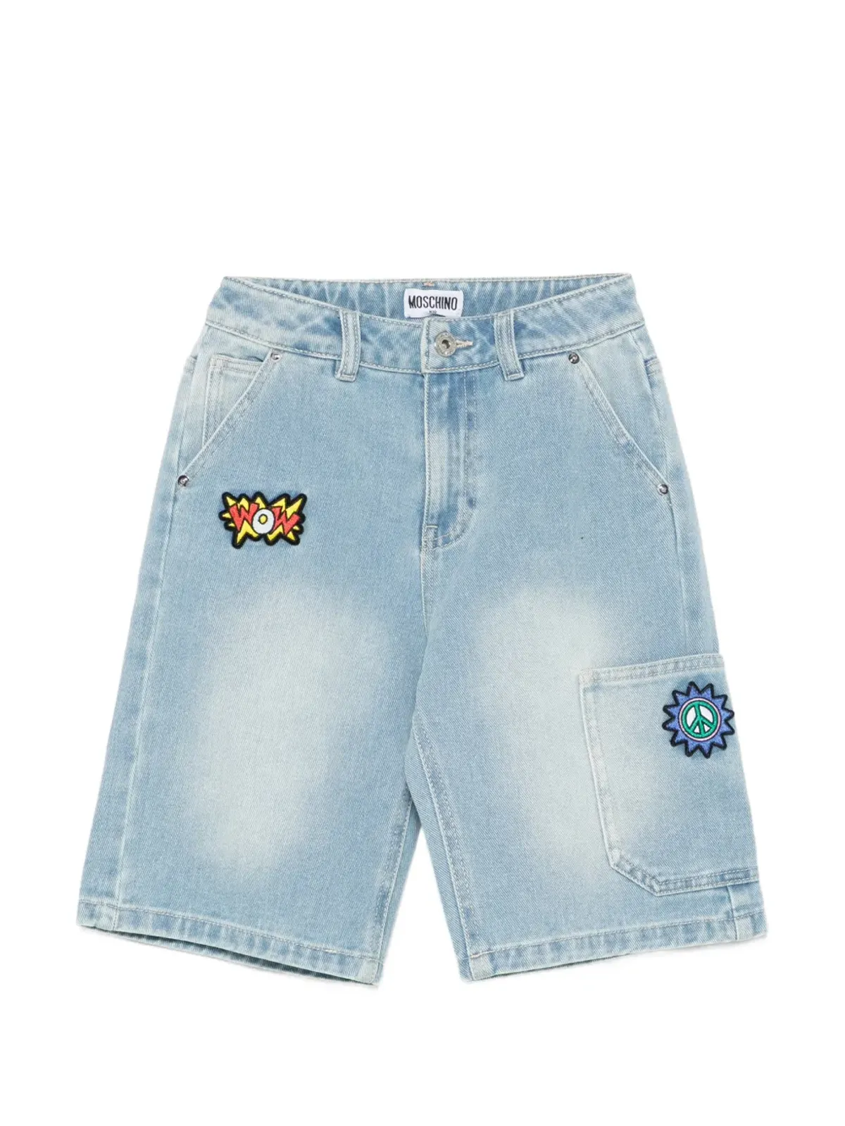 Moschino Kids アップリケショーツ ブルー - 画像1