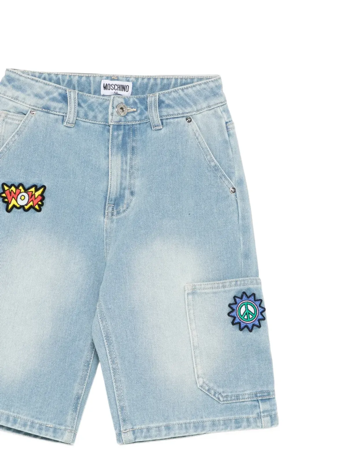 Moschino Kids アップリケショーツ ブルー - 画像3