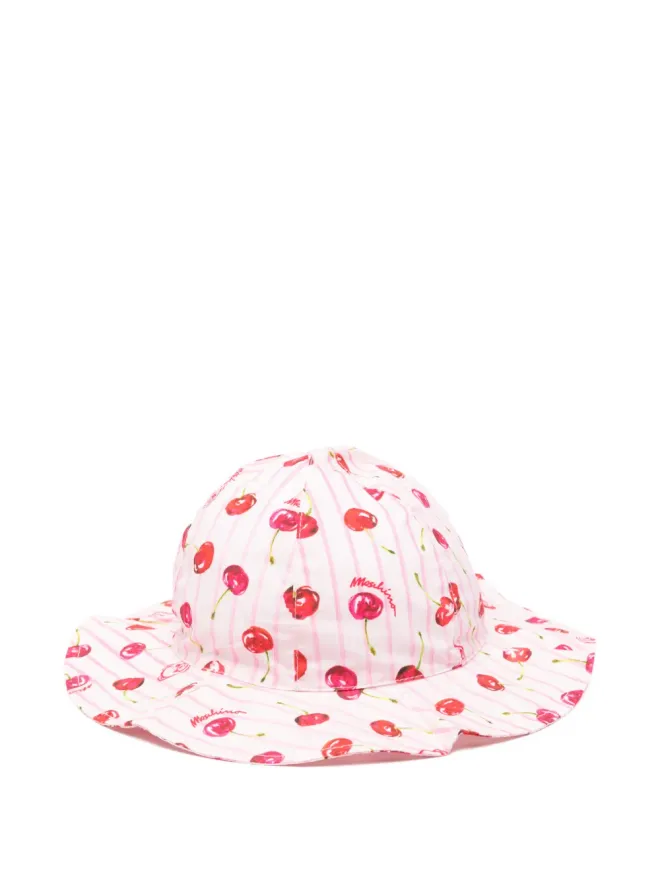Moschino Kids Moschino Kids ストライプチェリーベビー帽子の商品画像