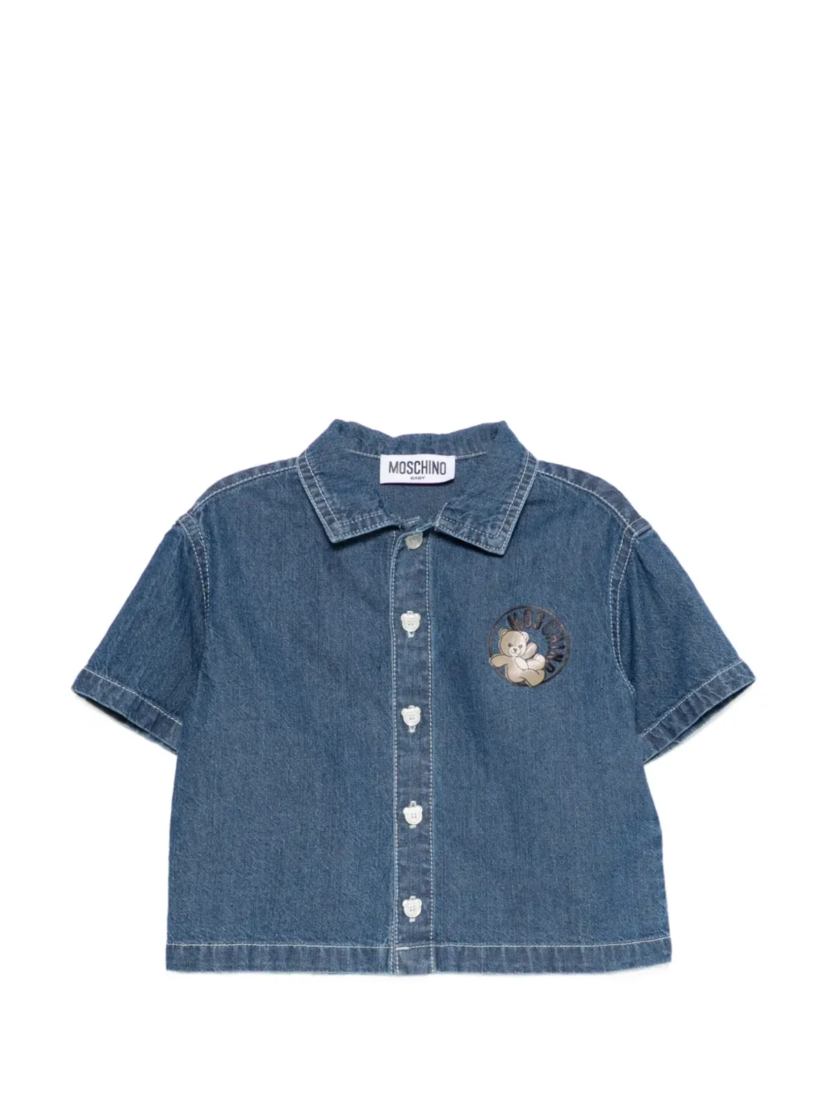 Moschino Kids 刺繍シャツ ブルー - 画像1