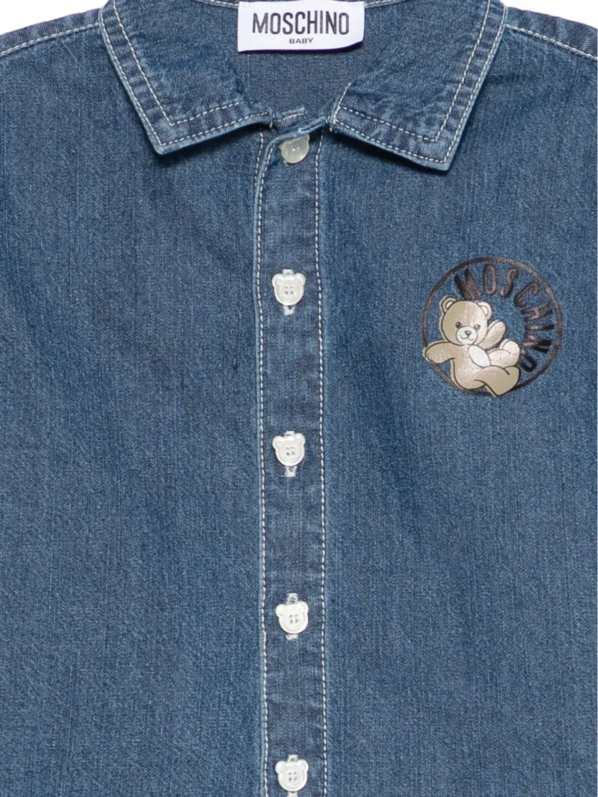 Moschino Kids 刺繍シャツ ブルー - 画像3