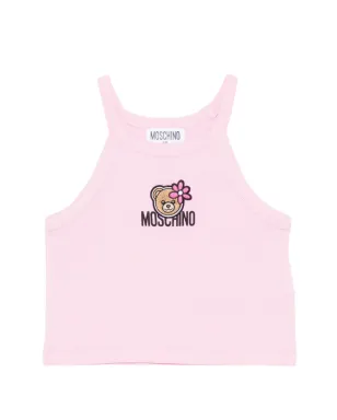 Moschino Kids ロゴ刺繍タンクトップ - ピンク - サムネイル1