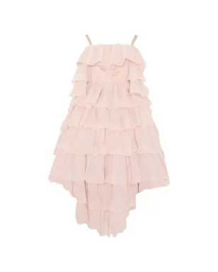 Colorichiari ピンクのフリルティアード花柄アップリケドレス - サムネイル2