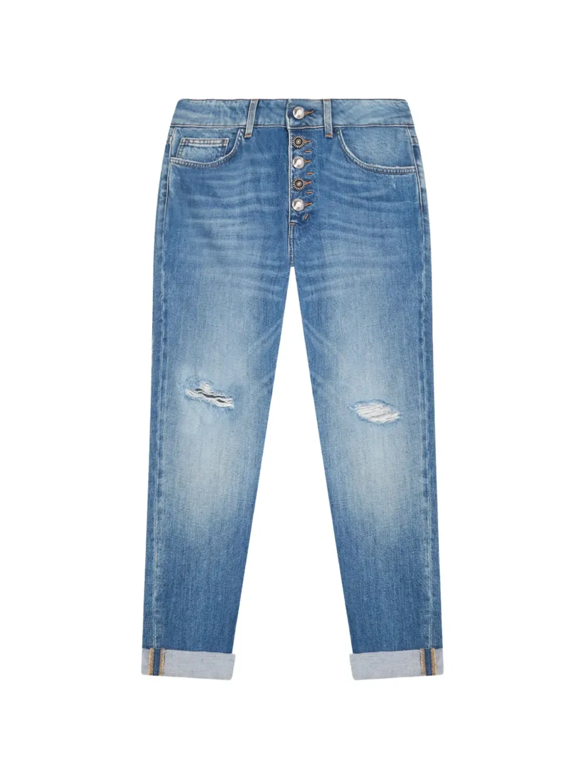 DONDUP ダメージ加工ボタン付きジーンズ - 画像1