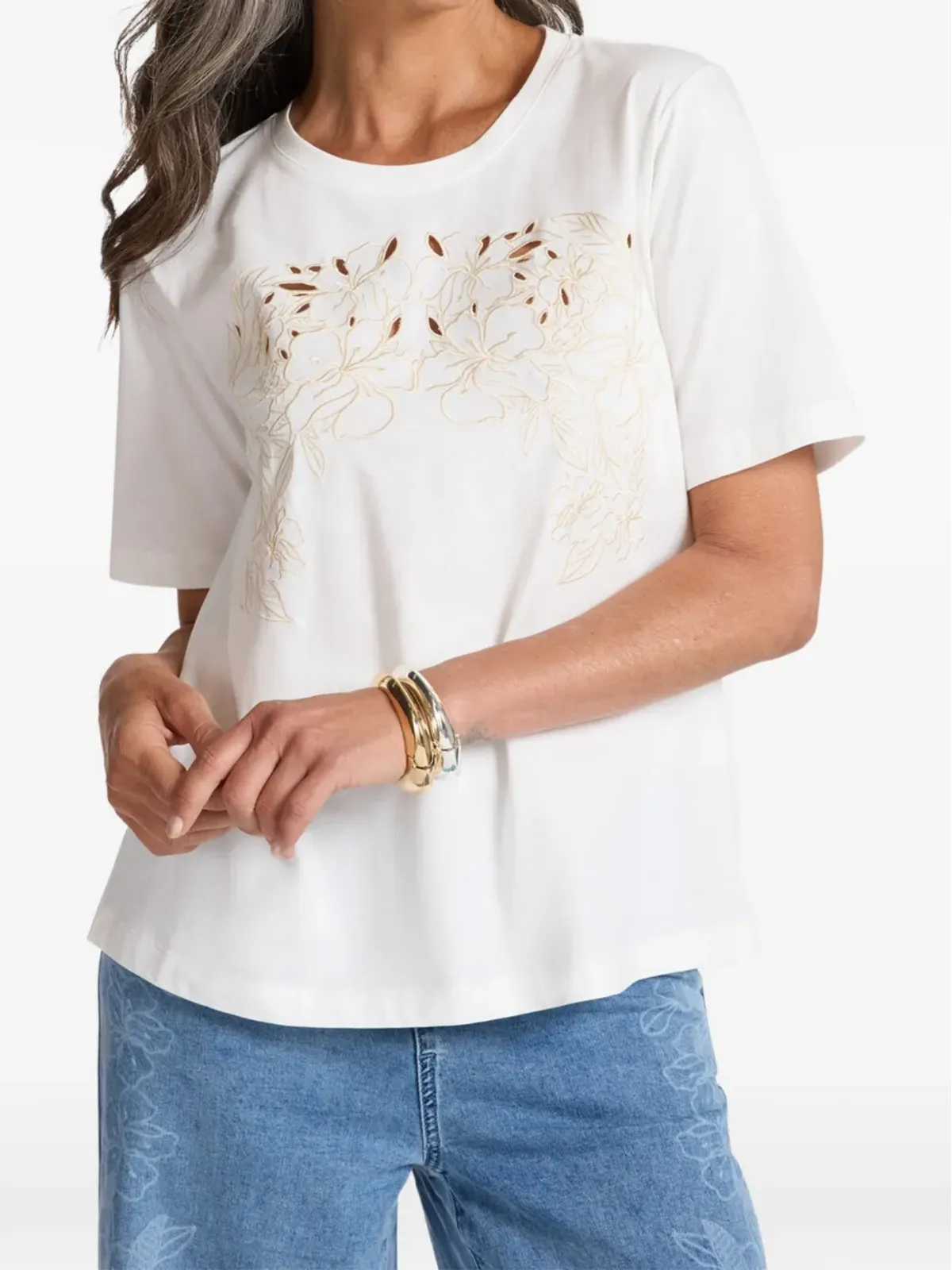 ELENA MIRO 花柄刺繍 Tシャツ - 画像2