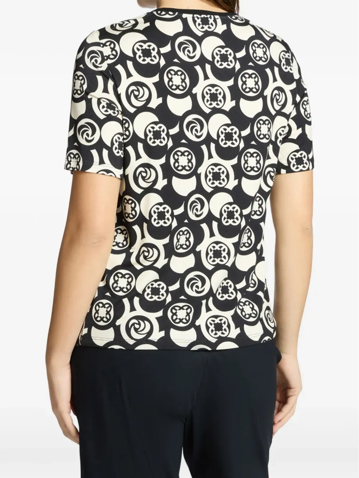 ELENA MIRO` geometric-pattern crew-neck T-shirt - 画像3