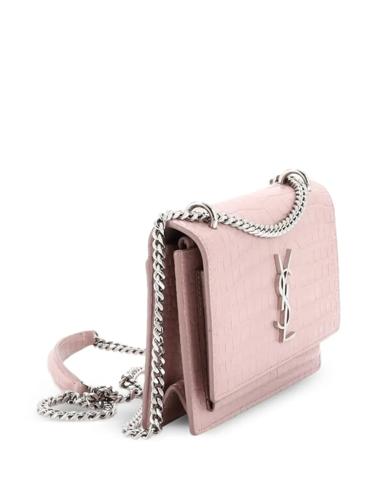 Saint Laurent Pre-Owned サンセットチェーン ウォレット クロコダイル型押しレザー クロスボディバッグ - 画像3
