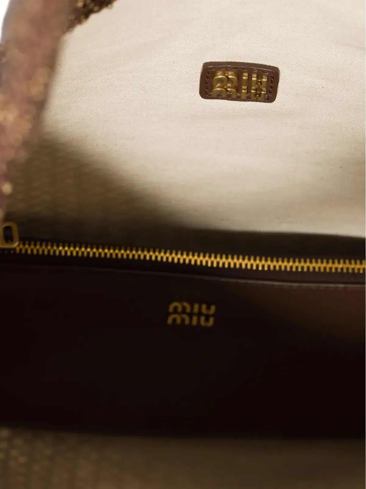 Miu Miu Ivy sequin mesh bag - Brown - 画像5