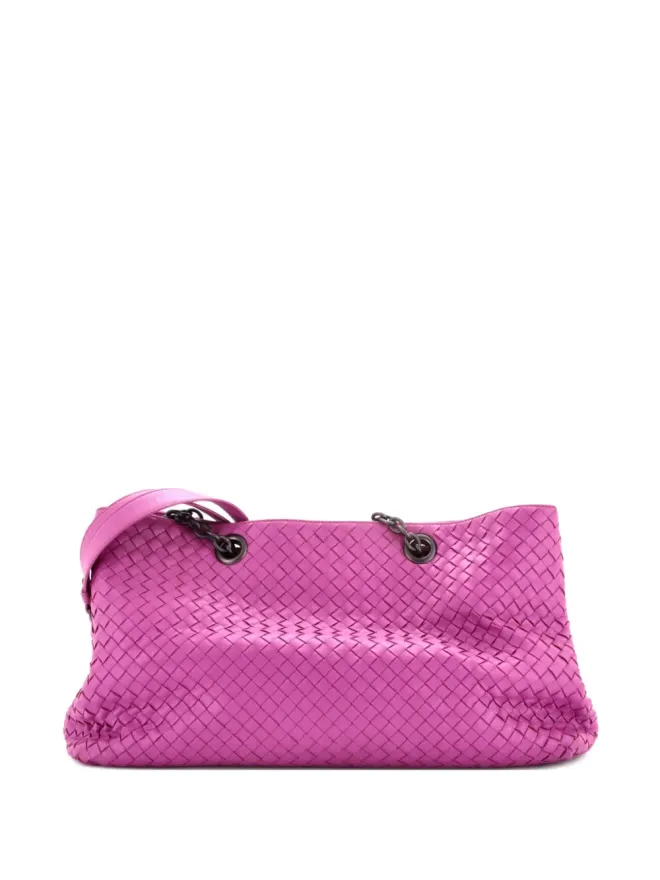 Bottega Veneta Pre-Owned Bottega Veneta ビンテージ ダブルチェーン・トート イントレチャート ナパ ショルダーバッグ - パープルの商品画像