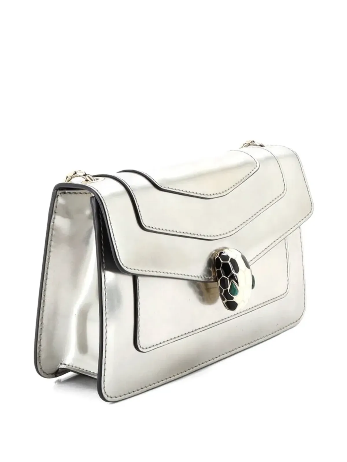 Bvlgari Vintage セルペンティフォーエバー メタリックレザー 小型ショルダーバッグ - 画像3