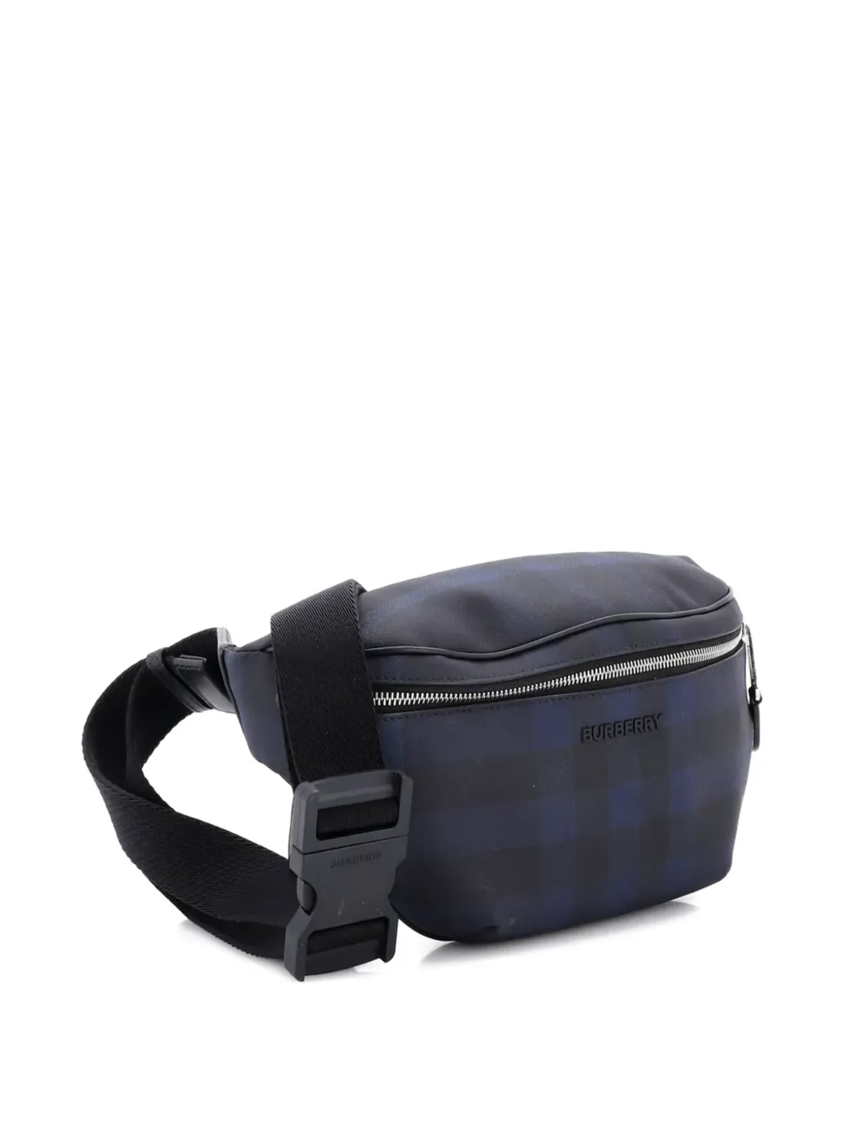 Burberry Pre-Owned カソン バムバッグ チェック柄 E-Canvas ミディアム ベルトバッグ ブルー - 画像3