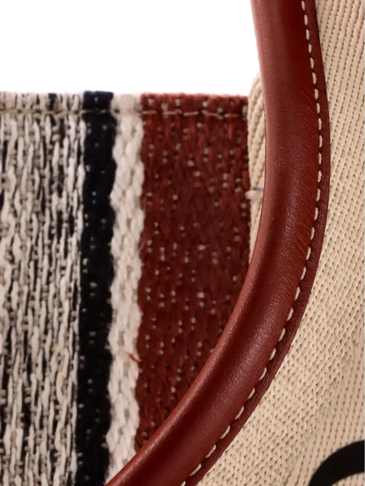Chloé Pre-Owned 木目調ストライプリネン ラージ トートバッグ - 画像5