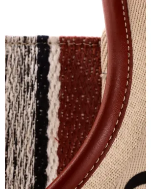 Chloé Pre-Owned 木目調ストライプリネン ラージ トートバッグ - サムネイル5