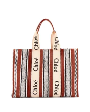 Chloé Pre-Owned 木目調ストライプリネン ラージ トートバッグ - サムネイル2