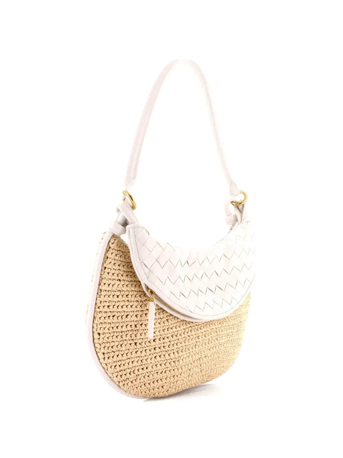 Bottega Veneta Pre-Owned ジェメリ ラフィア×イントレッチアート レザー ショルダーバッグ - 画像4