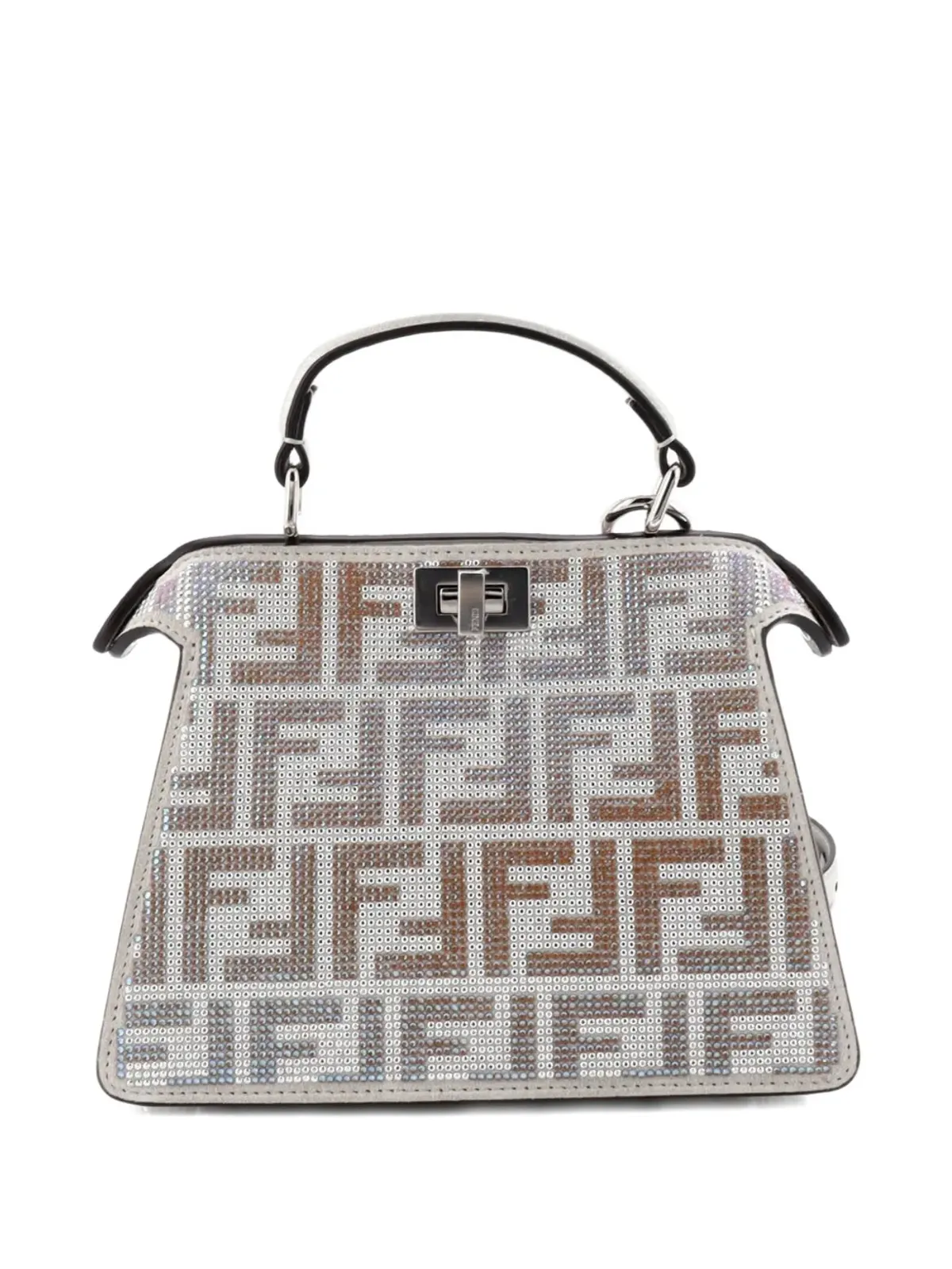 Fendi Vintage Peekaboo ISeeUバッグ Zucca クリスタルエンベリッシュド スエード ペティート サッチェル - グレー - 画像2
