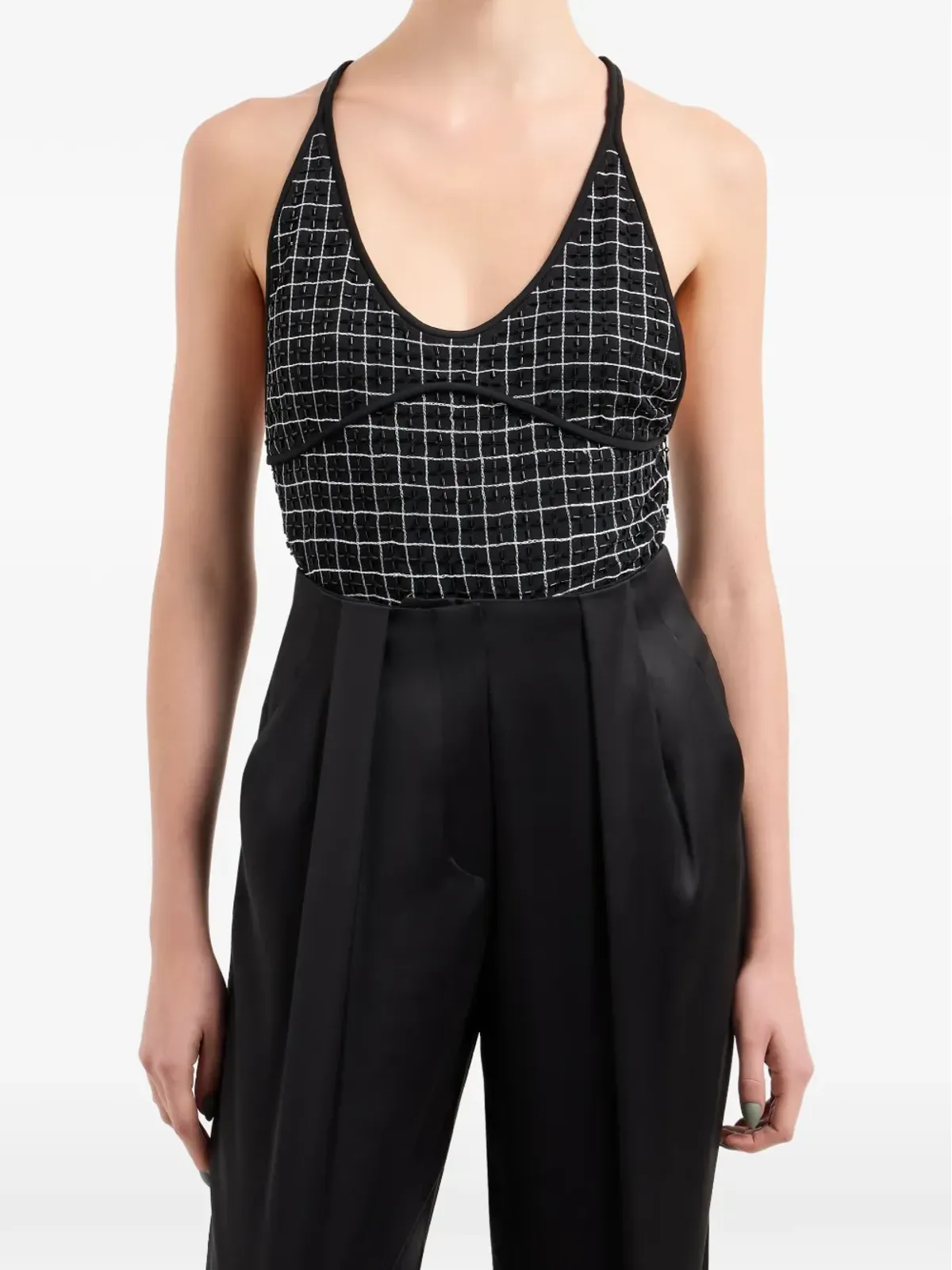 Giorgio Armani チェック柄レーサーバックトップ - 画像2