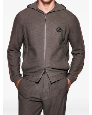 Giorgio Armani ジップアップ ウォッフルファブリック パーカー - Brown - サムネイル2