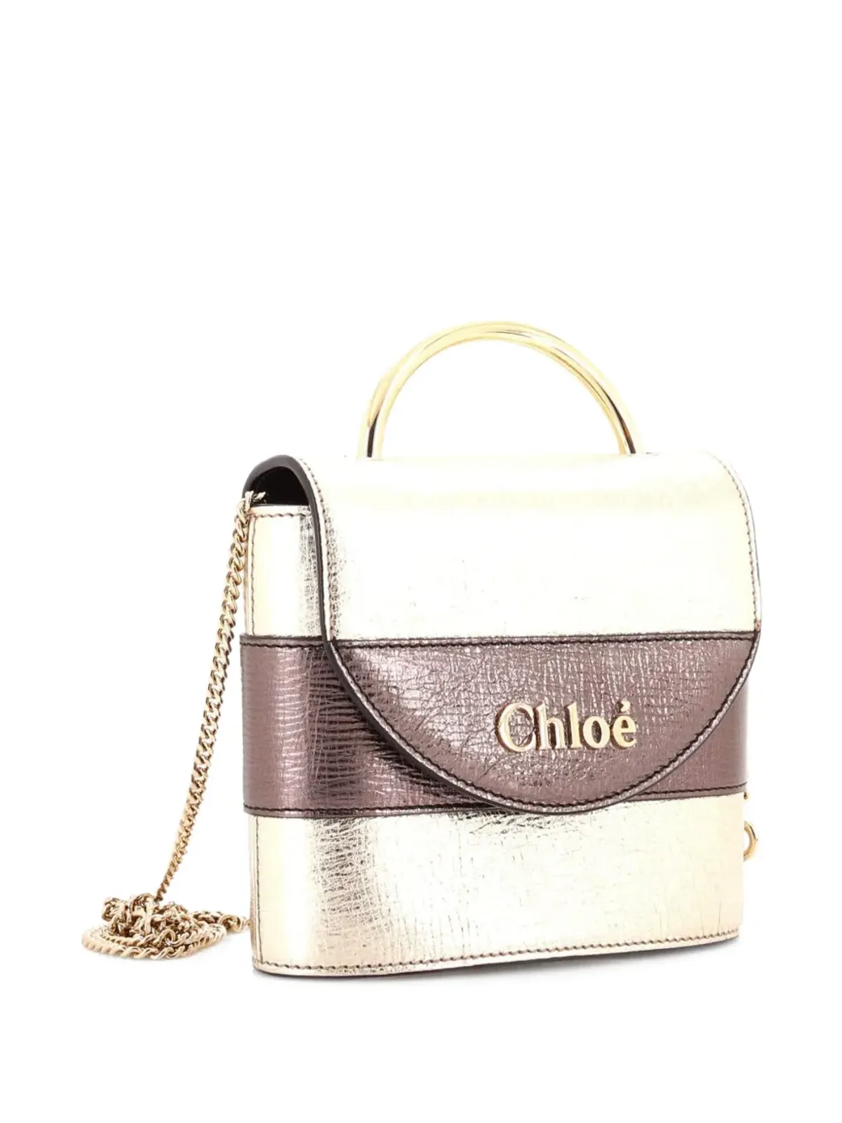 Chloé Pre-Owned アビー ロック バッグ レザー スモール クロスボディバッグ - ゴールド - 画像3